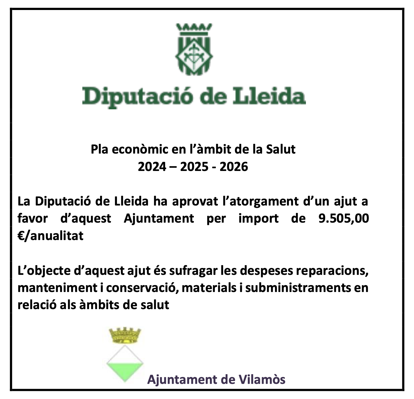 Pla econòmic en l'àmbit de la Salut 2024 - 2025 - 2026